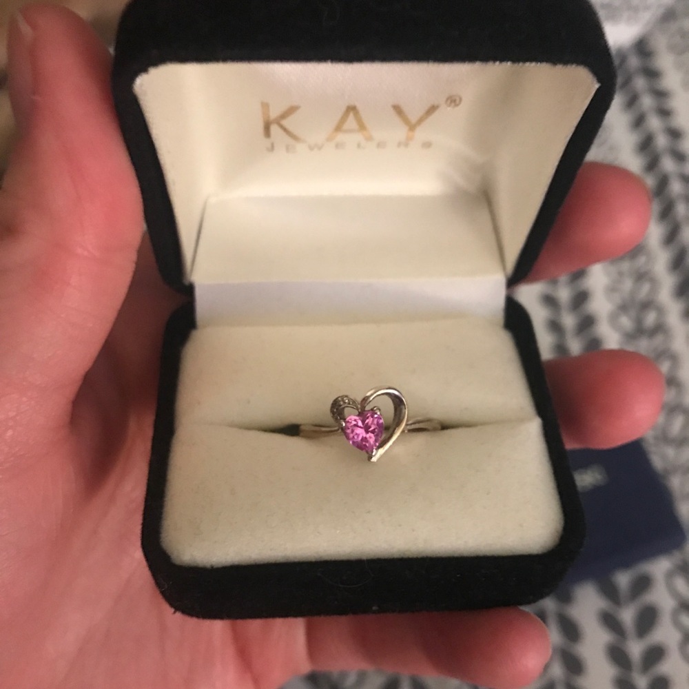 Silver and Pink Heart Shaped Ring